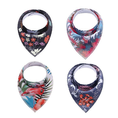 

Baby Bandana Drool Bibs 100 Organic Cotton 4 Pack Triangle Soft Absorbent 2 Layers Adjustable Small Animals Plants for Home Life