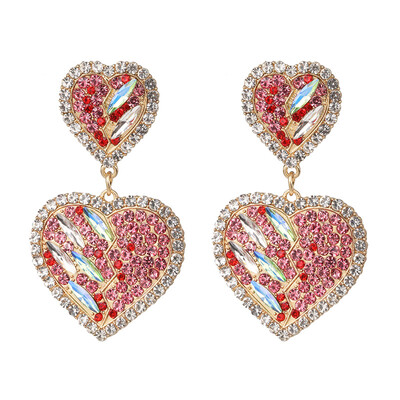 

JURAN Vintage Boho Statement Crystal Heart Drop Earrings Ethnic Antique Heart-shaped Jewelry Birdal Wedding Party Accessories