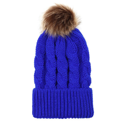 

New Hot Women Winter Racoon Fur Pom Pom Big Ball Knit Beanie Cap Bobble Hat