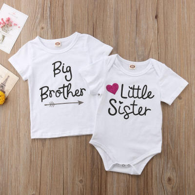 

Family Matching Little Sister Romper Top Baby Boy Big Brother T-Shirt Set