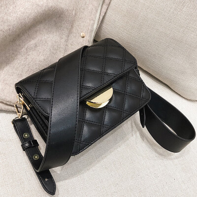 

Small fragrance bag female 2019 new Korean fashion Lingge casual wild wide shoulder strap shoulder slung small square bag