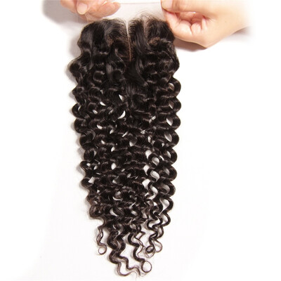 

UNice Hair 8A Peruvian Curly Virgin Human Hair 4x4 Lace Closure Three part