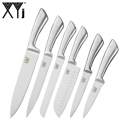 

XYj Kitchen Cooking Knives Stainless Steel Knife 6 Pieces Set Utility Chef Slicing Knife Fruit Vegetable Bread Meat Cooking Tool