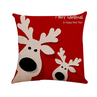 

〖Follure〗Xmas Cotton Pillow Case Linen Cushion Cover Merry Christmas Home Decoration