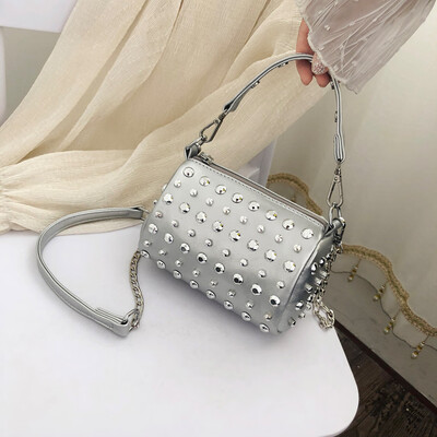 

Tailored Womens Fashion Rivet Slant Bag Single Shoulder Bag Purse Messenger Bag