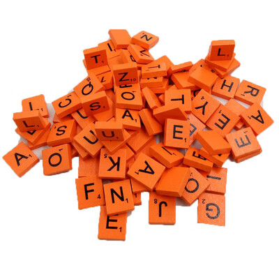 

〖Follure〗100 Wooden Scrabble Tiles Black Letters Numbers For Crafts Wood Alphabets
