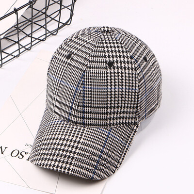 

Vintage Thousand Bird Plaid baseball cap casual plaid hat female personality fashion sun shade hat wholesale