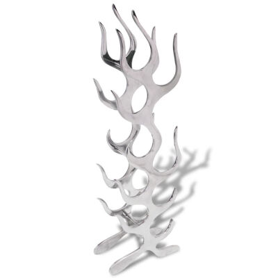 

Wine Rack Flame Shape Aluminum Silver 9 Bottles