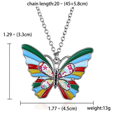 

Fashion Paint Animal Dragon Butterfly Dog Cat Pendant Necklace Women Jewelry 2019 New