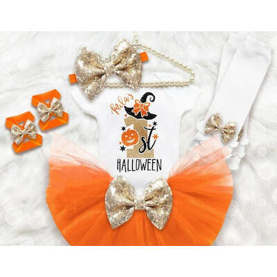 

US 2PCS Newborn Baby Girl Halloween Outfits Clothes Romper Tutu Skirts Dress Set