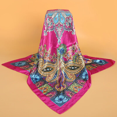 

Simulation silk scarf spot wholesale 90cm satin large square scarf Yiwu scarf factory direct sales special gift