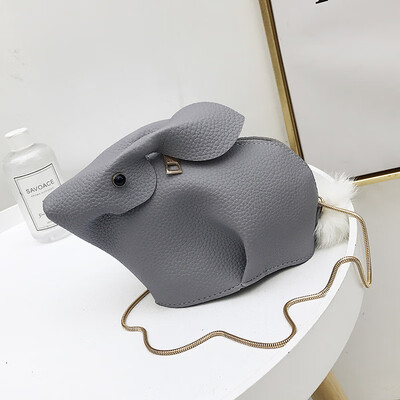 

Cute Rabbit Childrens Bags Women Mini Messenger Bags Animal Crossbody Bags PU Leather for Girls Chains Brand Designer Hairball