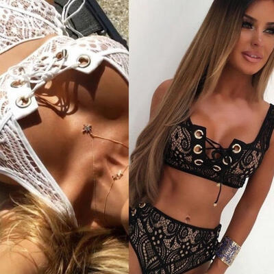 

Fashion Women Lace Bikini Sexy Push-up Bikini Padded Bra Sets Bandage Bikini Sets Triangle Swimwear Sexy Bathing Suit