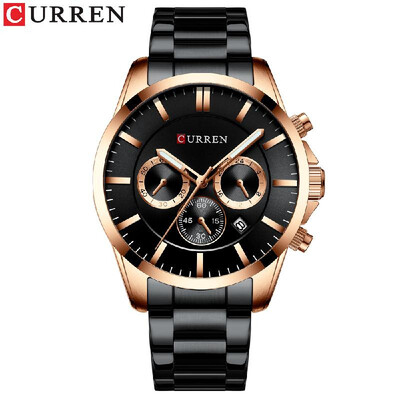 

Curren 8358 Watch Men Waterproof Calendar Quartz Wrist Watch Business Alloy Case Stainless Steel Band Watch