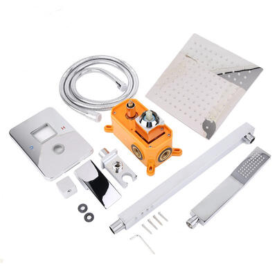 

Greensen Square Concealed Thermostatic Shower Mixer Valve 2 Handle 2 Way Overhead Kit