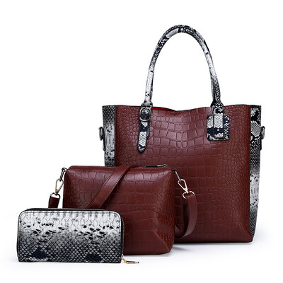 

New female bag Korean version try embossed color matching handbag shoulder bag diagonal cross buns mother bag three-piece suit