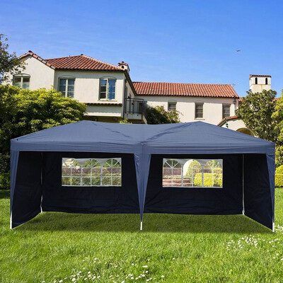 

Folding Tent Lotto 3 x 6m Two Windows Practical Waterproof Folding Tent Blue Pop Up Canopy