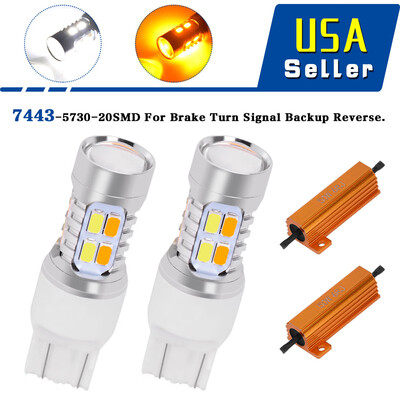 

2x 7443 Switchback Dual Color WhiteAmber 20SMD LED Turn Signal Lights Resistors