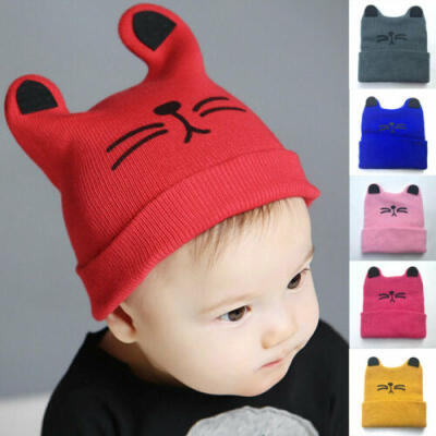 

Baby Kids Animal Ear Winter Knitted Hat Boy Girl Warm Cotton Toddler Hat Caps