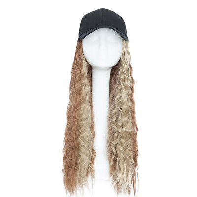 

Baseball Hat with Synthetic Hair Extension Black Color Long Wavy hair Extensions with Baseball Cap Black Hat for women