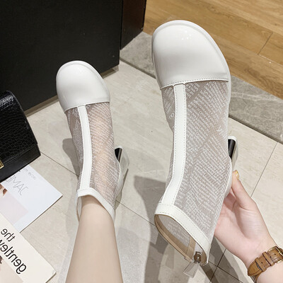 

Fashion Shoes Shoes Shoes Shoes Shoes Black-and-White Rough-heeled Medium-heeled Womens Shoes