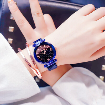 

Fashion Casual Rose Gold Watch Women Luxury Starry Sky Magnetic Lady Clock Waterproof Roman Numeral Female Wristwatches ulzzang