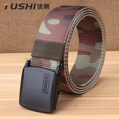 

Hypoallergenic outdoor climbing light nylon pants belt green belt smooth plastic steel camouflage belt