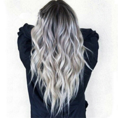 

Bleaching Dyed Long Curly Hair COS Gray Gradient Female Chemical Fiber Hood