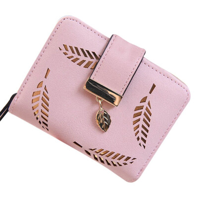 

Fashion Women Hollow Maple Leaf Bifold Short Mini Wallet Card Holder Coin Purse