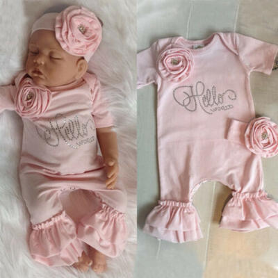 

Newborn Baby Girls Flower Romper Bodysuit Jumpsuit Headband Outfits Clothes Set
