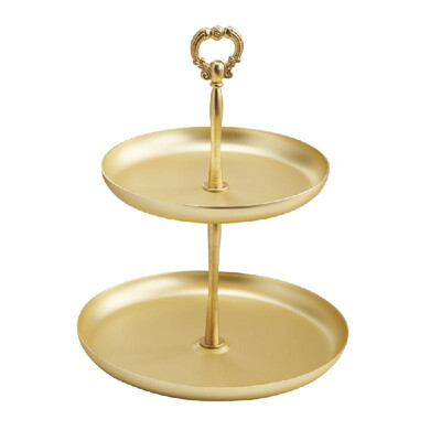 

2 Tier Two Layer Heavy Duty Iron Art Roatating Gold Jewelry Stand Holder Hanging Organizer Plate Tray Tower Bracelet Necklace Ring