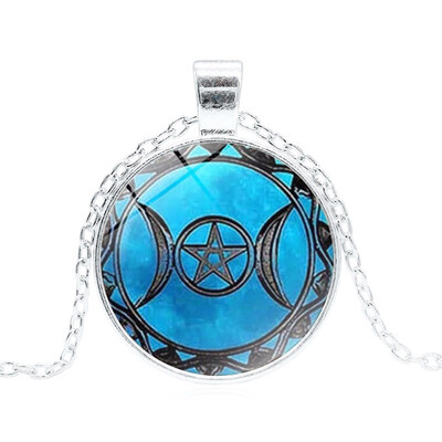 

Wiccan Pendant Necklace Triple Moon Goddess Wicca Pagan Witchcraft Jewelry