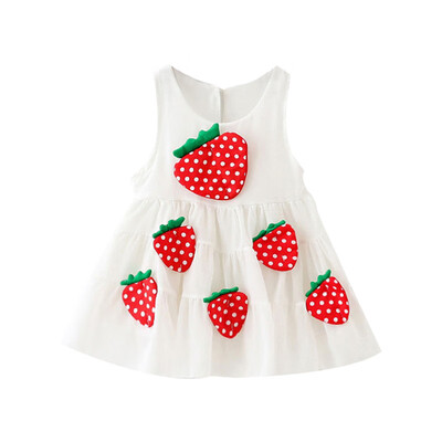 

Summer Casual Baby Girls Strawberry Sweet Pattern Sleeveless Dress Kids Toddler Pageant Sundress For 0-4 Years