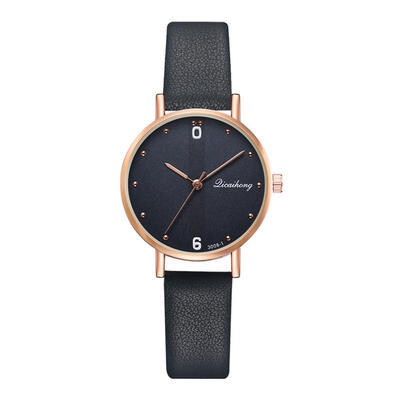 

Simple Womens Watches Golden Border Digital Dial Ladies Quartz Wristwatch Leather Strap Clock Casual Dress Reloj Mujer