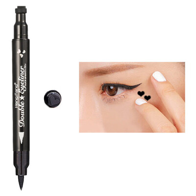 

Double-Head Seal Black Eyeliner Triangle Seal Eyeliner 2 in 1 Waterproof Eyes Make kit with Eyeliner Pen Eyeliner Stamp