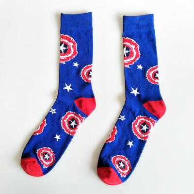 

Mens Spring And Autumn Model Captain America Superman Elves Ball Tube Cotton Sport Socks For Men