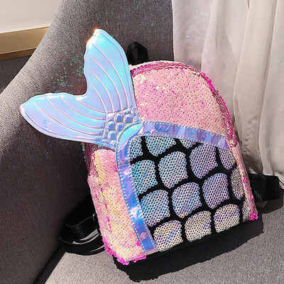 

Original personality scales sequined backpack tide new Korean fashion mermaid backpack student bags
