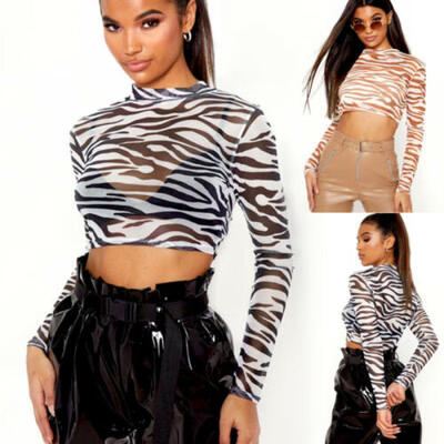 

Fashion Women Transparent Mesh Sheer Tops Long Sleeve T-Shirt Blouse Tee Tops