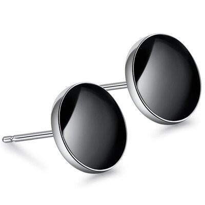

Round Black Stud Earrings For Women Men Fashion Jewelry Gift Accessories Female Ladies Ear Studs B62