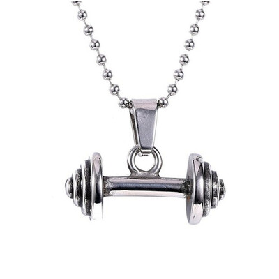 

Fashion Fitness Dumbbell Barbell Necklace Titanium Steel Men Men Pendant Jewelry