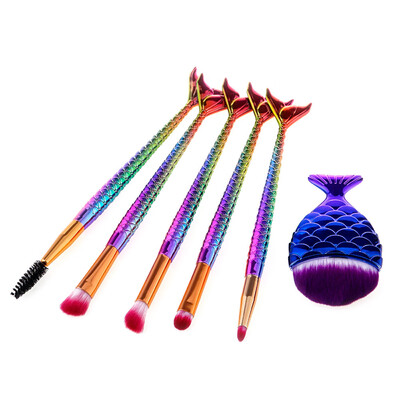 

〖Follure〗6PCS Mermaid Brush Set Foundation Eyeshadow Brushes Makeup Brushes Beauty C
