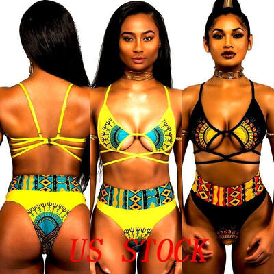 

Women High Waist Bikini Set Swimwear Bandage Push-Up Swimsuit Bathing Beachwear