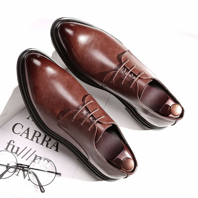 

Spring&summer shoes mens British Korean version of the pointed patent leather black tide shoes business dress casual bright lace-up shoes