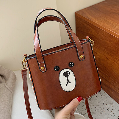 

New small square bag cute little bear hundred handbag 2019 cartoon simple fashion single shoulder oblique satchel bag