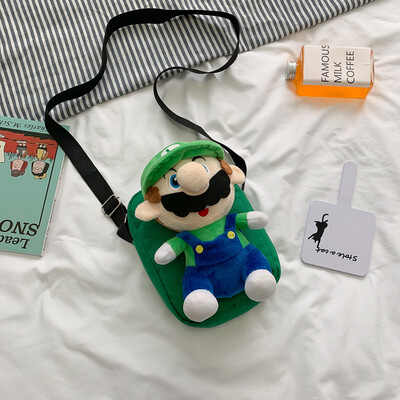 

Casual wild shoulder bag 2019 new fashion girl slung small square bag cartoon cute Mario canvas bag