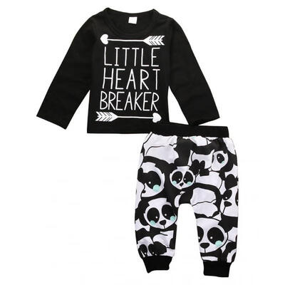 

Newborn Infant Baby Little Boy Girl T-shirt TopPant Pandas Outfits Set Clothes