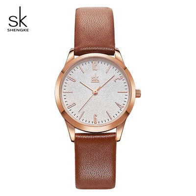

2019 Shengke Leather Couple Watches Black White Women Men Simple Fashion Lovers Quartz Wristwatches Montre Femme Montre Homme