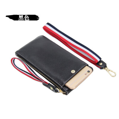 

The first layer of leather ladies new hanging neck clutch bag Europe&the United States thin section color broadband leather mobile phone bag long wallet