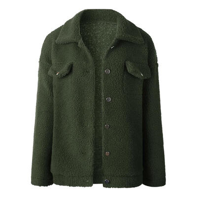 

Buttons Jackets Women Winter Fashion Coats Turn Down Collar Loose Outerwear