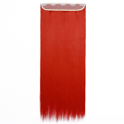 

Synthetic Fiber Clips in on Hair Extension 34 Full Head One Piece 5 Clips Long Silky Straight Curly Wavy